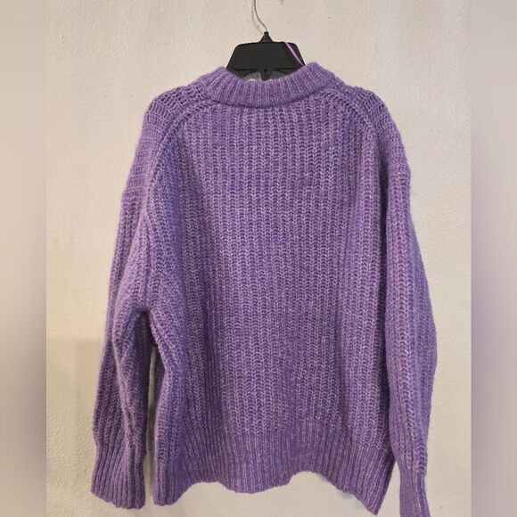 Zara Alpaca And Wool Blend Mock Neck Sweater In Purple Size Small - Picture 7 of 10